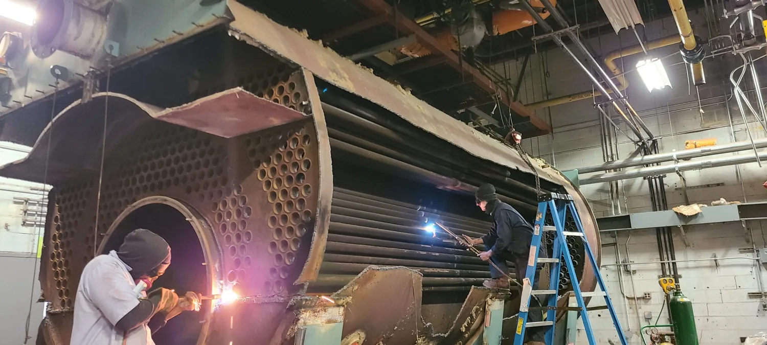 Actual commercial boiler and mechanical service project